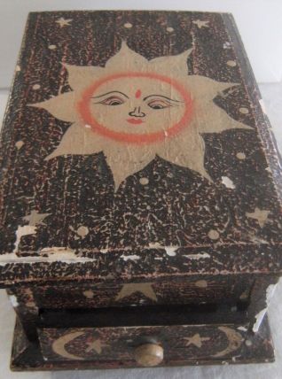 Boite à bijoux maquillage bois vintage miroir circassien 