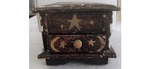 Boite à bijoux maquillage bois vintage miroir circassien 