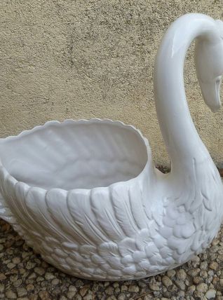 cache-pot , jardinière  cygne blanc 