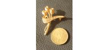 Broche plaquée  or et tourmaline Pommier