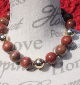 Collier grosses perles bois et métal