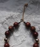 Collier grosses perles bois et métal
