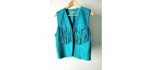 GILET A FRANGE  CUIR 