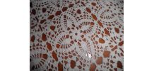chemin de table fait mains au crochet - coton blanc