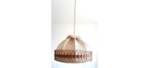 Suspension rotin et tissu vers 1960 
