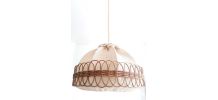 Suspension rotin et tissu vers 1960 