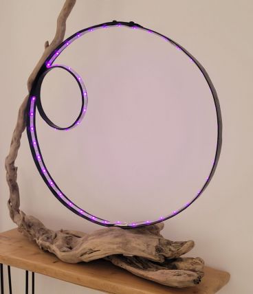 Cercle lumineux sur bois flotté