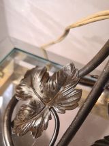 tres belle art deco fer forgé et son  abat jour  verre moulé