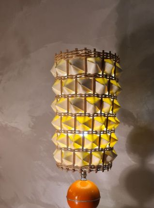 lampe barbier 1960 a 70  abat jour osier  tres class,,,54x17