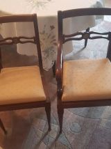 table ronde acajou laqué et ses 6 chaises, diam 115