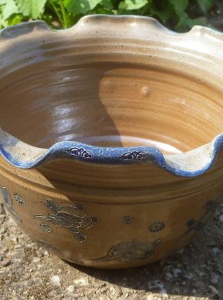 cache-pot grès vernissé , vintage