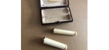 Fume cigarette ivoire et or ancien, 2 corps
