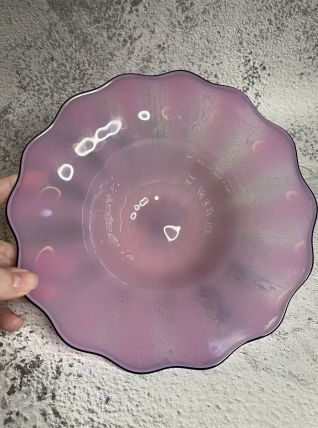Coupe en verre soufflé  rose signé Michel Bouchard
