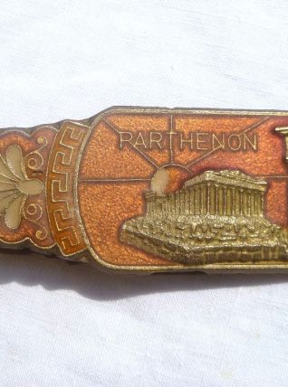 Pince à papiers en laiton émaillée, vintage
