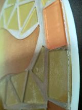 Miroir rond, mosaïque jaune&amp; orange