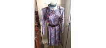Robe chemise vintage lilas mauve et rose boutonnée