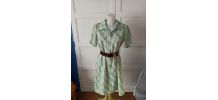 Robe chemise vert anis et gris zippée vrai vintage