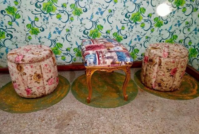 Pouf et banquette style Louis XV