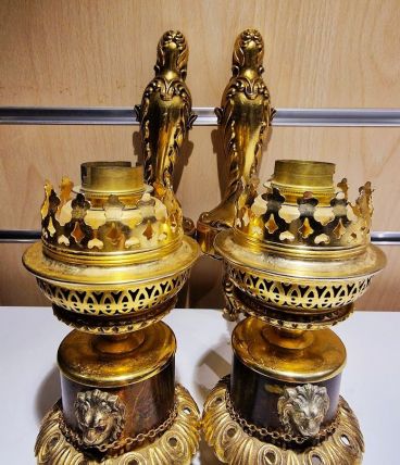 Paire d'applique en bronze doré art déco style louis XIV