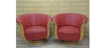 deux FAUTEUIL ART DECO LOUPE D'ORME rouge