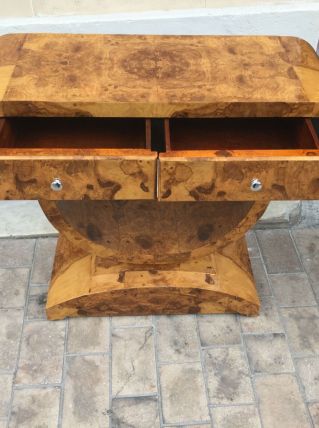 Console Art Deco en loupe dorme