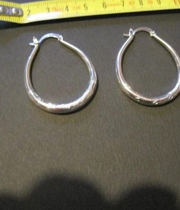 Créoles boucles d oreilles femme métal argentée forme ovale 