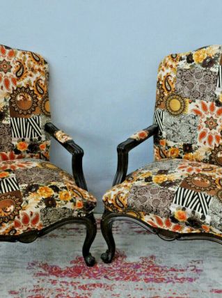 2 fauteuils de style Louis XV