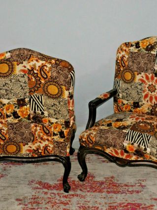 2 fauteuils de style Louis XV