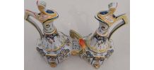Huilier vinaigrier en faience signé JULES VERLINGUE. 