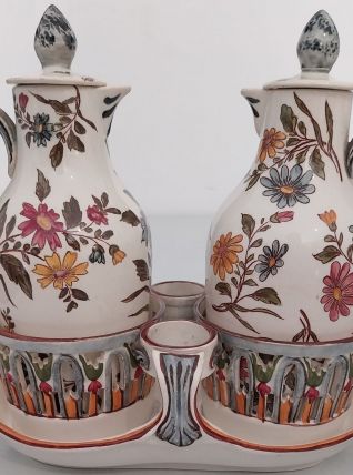 Huilier vinaigrier en faience de LUNÉVILLE. 