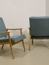 Paire de fauteuils vintage année 60 en hêtre