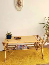 Table basse en rotin années 70