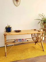 Table basse en rotin années 70
