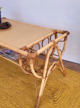 Table basse en rotin années 70
