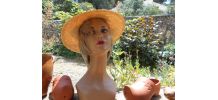 CHAPEAU CAPELINE DE PAILLE VERITABLE T 57-58 FLEURS SECHEES