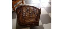 Grand panier osier tissé à la main damier Début 20 ème  