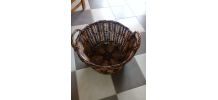 Grand panier osier tissé à la main damier Début 20 ème  