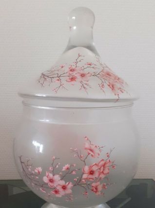 Bonbonnière. Pâte de Verre. Branches Fleuries. 27X16cm.