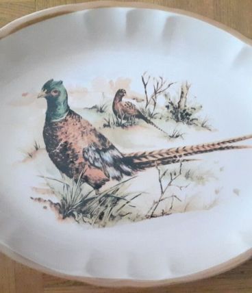 Plat Figurant Deux Faisans. Ceramica Castellania. Made In It
