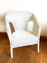 Fauteuil en rotin blanc vintage 
