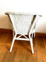 Fauteuil en rotin blanc vintage 