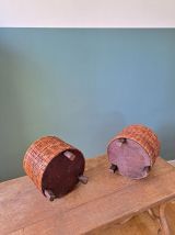 Paire de poufs en jonc de mer