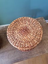 Paire de poufs en jonc de mer