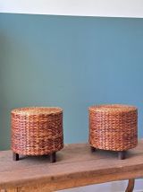 Paire de poufs en jonc de mer