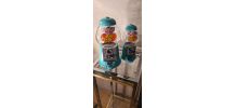 duo de distributeur   jelly belly  ,alu et verre  , turquois