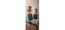 duo de distributeur   jelly belly  ,alu et verre  , turquois