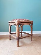 Tabouret en rotin et velours