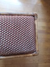 Tabouret en rotin et velours