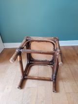 Tabouret en rotin et velours