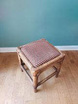 Tabouret en rotin et velours
